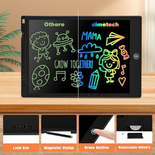cimetech LCD Writing Tablet, Toys Gifts for 3-8 Year Old Girls Boys, 12 Inch Colorful Drawing Pad for Kids Doodle Board, Christmas Stocking Stuffers Birthday Gifts for Toddler Travel Activities, Black - Image 5
