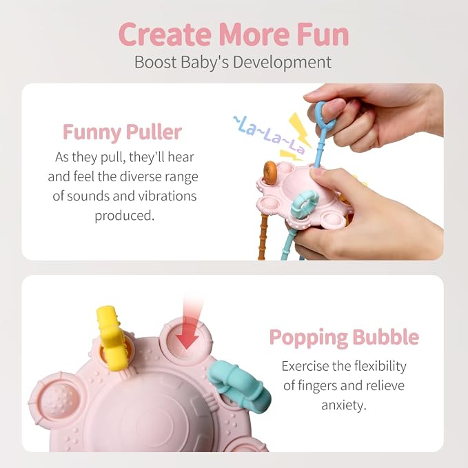 Montessori Pull String Toy Silicone Travel Toy - Image 7
