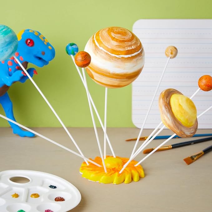 12-Piece 3D Solar System Model Kit - 12 Pcs White Foam Balls & Dowels - DIY Solar System Project & Kids Toys - Foam Planets to Paint & Painting Kit for Science Coloring Fun for Kids - Image 2