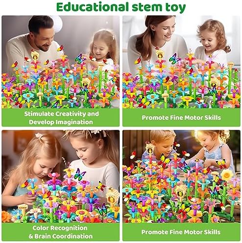 Doloowee 238Pcs Flower Garden Building Toys for Girls 3 4 5 6 7 Year Old, Upgrade DIY Building Stacking Toys, STEM Preschool Educational Toddler Toys Brain Development Kindergarten Kids Toy - Image 4