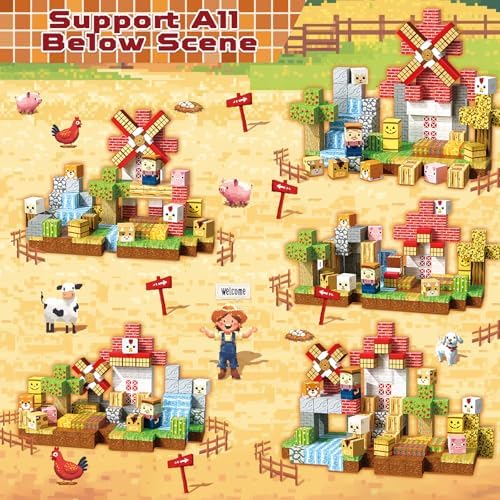 150 PCS Magnetic Blocks - Farm Animals Magnetic Building Blocks, Stacking Magnet Cubes for Kids, Magnetic Construction Toy for Boy Girl, STEM Montessori Sensory Toy for Ages 3-12 Birthday Gift - Image 3