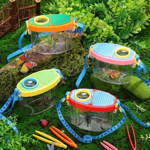Halloscume 4 Pack Insect Bug Viewer Kit for Kids with Tweezers Explorer Outdoor Set Bug Catcher Containers for Insects Magnifying Insect Box Observation Science Nature Exploration Collecting(Bright) - Image 4