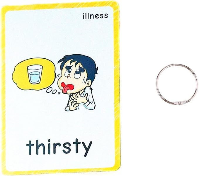 SANTSUN 14 Illness & Disease Expression English Flash Cards, Study Cards (4.72 x 3.54 Inch) with 1 Ring, Pocket Laminated Flashcards for Ages Pre-K & K - Image 5