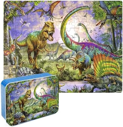 LELEMON Puzzles for Kids Ages 4-6,100 Piece Puzzles for Kids in Metal Box by LELEMON