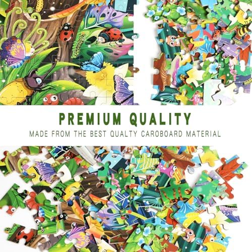 100 Piece Puzzles for Kids Ages 4-6 – Floor Kids Puzzles Ages 6-8 Year Old – Toy for Learning Forest Bugs for 8-10 yo – Jigsaw Toddler Game for Boy and Girl Age5-8 - Image 7