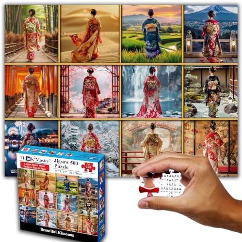 Think2Master Beautiful Kimonos from Japan 500 Pieces Very Large Pieces Jigsaw Puzzle for 13+, Adults & Seniors. Elegant Colorful Dresses Vibrant Colors, Cultural Art Size: 26.8” X 18.9” by Think2Master