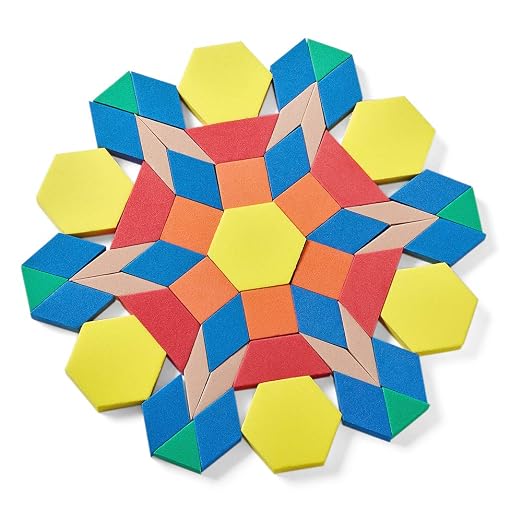 hand2mind Foam Pattern Blocks Set, Geometric Manipulatives and Sorting Shapes for Preschool and Kindergarten, Set of 250 by hand2mind