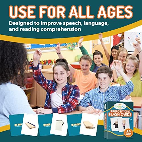 CreateFun 49 Preposition Flash Cards for Kids, School, Adults, ESL & Autism - Image 6