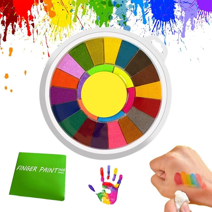 Funny Finger Painting Kit, 2026 New Kids Washable Finger Paint Set with Book for Toddlers Finger Drawing Toys, Colorful Art Painting Supplies DIY Crafts Painting Early Learning Gifts (25 Color)