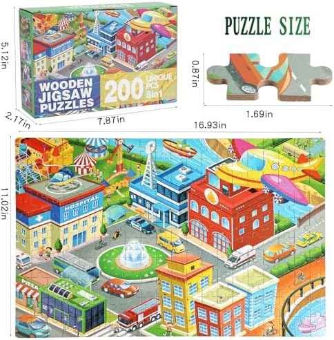 Jigsaw Puzzle Suitable for Children Aged 6-8. for Children Aged 8-10 - City Scenery 200-piece Jigsaw Puzzle. an Educational Toy Suitable for Boys - Image 6