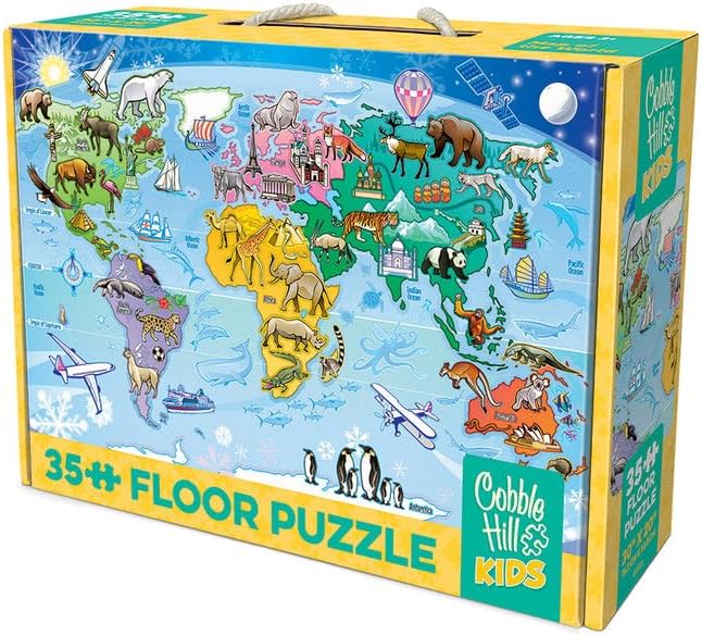 Cobble Hill Kids 35 Piece Floor Puzzle - Map of the World - for Ages 3 and up by CobbleHillPuzzleCompanyLtd