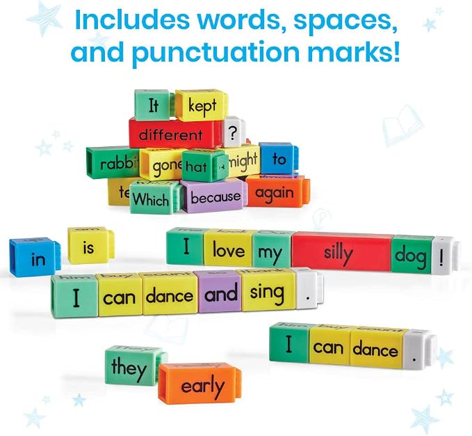 hand2mind Reading Rods Sentence Construction, Sentence Building for Kids, Parts of Speech Linking Cubes, Learn to Read Toys, Reading Tools for Kids, Science of Reading Manipulatives - Image 5