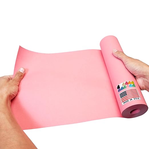 9" x 1200" USA-Made Pink Kraft Paper Roll, 45 Lbs/66 GSM Thickness, American Quality Colored Roll Paper for School, Bulletin Board, Crafts - Odorless, Non-Toxic, Safe for Kids