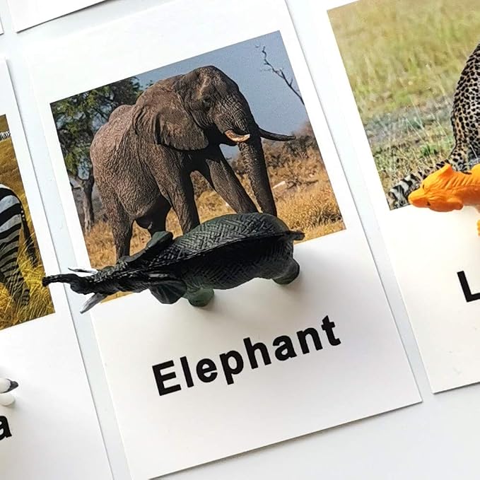 MEROCO Montessori Forest Animal Figurines Matching Cards Kids Preschool - Image 3