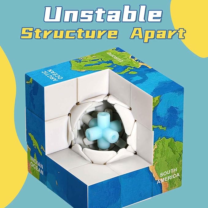 World Map 3D Cube Educational Toy, Geography Learning Puzzle, 6 Continents and Oceans - Image 4