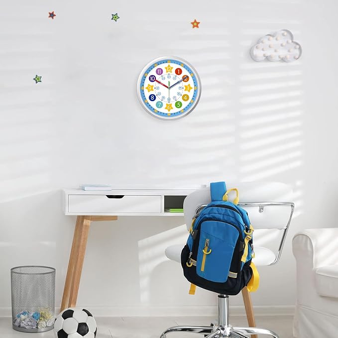 XFM Blue Kids Wall Clock 8 Inch Silent Space Theme - Image 5