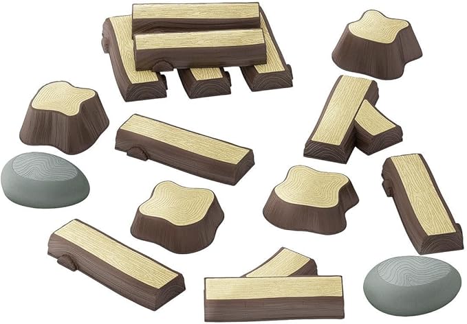 Kaplan Early Learning Timber Trail Stepping Logs Set - 16-Piece Balance and Sensory Play for Toddlers - Indoor & Outdoor Gross Motor Activity Toy for Ages 18+ Months