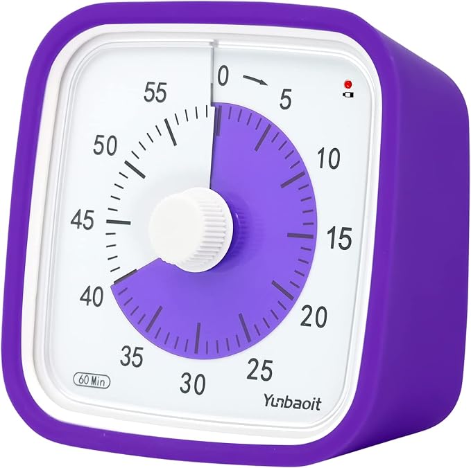 Yunbaoit Visual Timer for Kids, Silent 60-min Countdown Timer, Purple by Yunbaoit