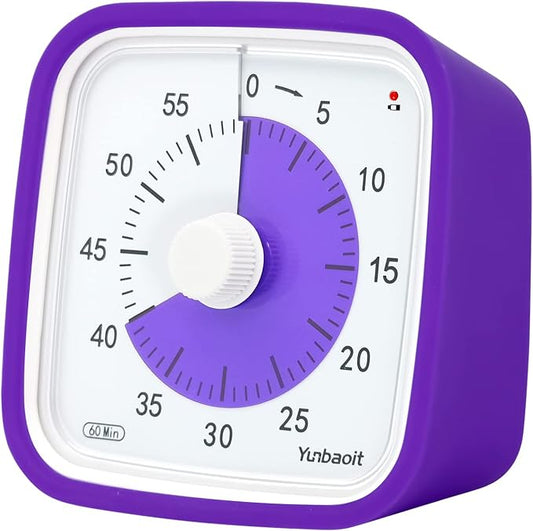 Yunbaoit Visual Timer for Kids, Silent 60-min Countdown Timer, Purple by Yunbaoit