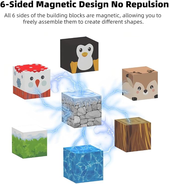 138 Pcs Magnetic Building Blocks, Enhance STEM Learning, Creative Play & Logical Thinking, Durable & Vibrant Color with Light Up Blocks, Ideal for Classroom & Screen-Free Entertainment (Glacier) - Image 6