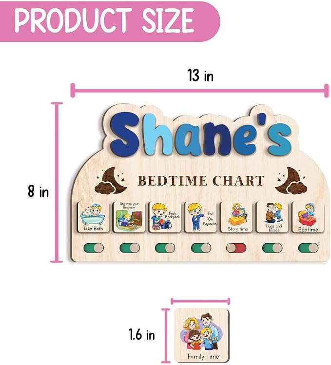 Bedtime Routine Chart, Night Time Routine Chart, Kids Routine Chart, Wooden Daily Night Routine Chart, Visual Schedule for Toddler Evening Routine - Image 7