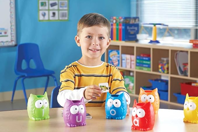Learning Resources Vowel Owls Sorting Set - Phonics Games for Kids, Vowel Sounds, Toddlers Vocabulary Building, ABC Word Game, Reading skills Toys, Learn to Read, Gifts for Boys and Girls, multicolor - Image 14