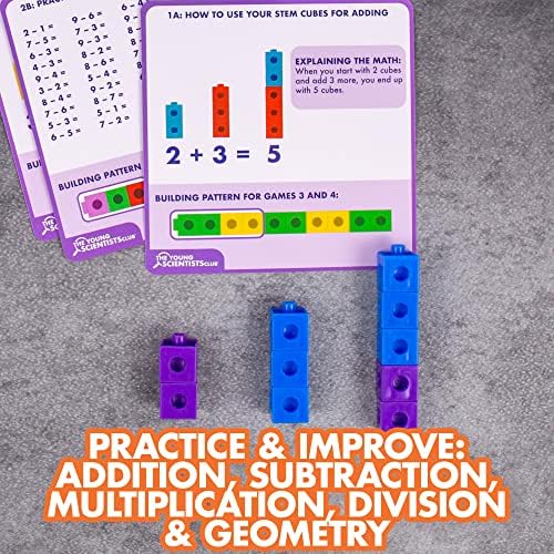 The Young Scientists Club STEM Cubes, Build, Learn & Create with 100+ Math Cubes Manipulatives, 4-in-1 Educational Games, Math Cubes for Kids Ages 4-8, Awesome Learn Through Play Toys - Image 5