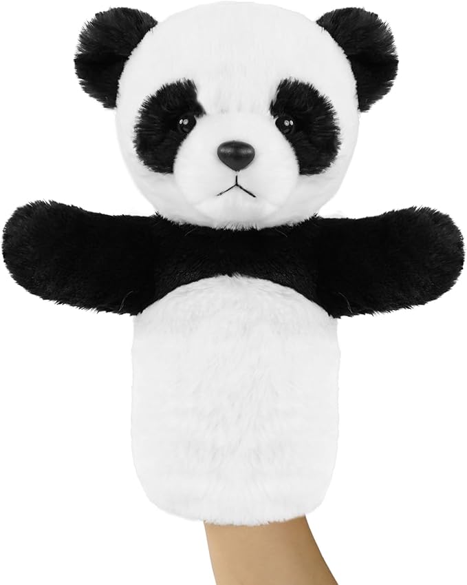 Soft Animal Hand Puppet Preschool Learning Toy Washable Black White Stuffed Story Time Family Fun Interactive Role Play Gift Panda
