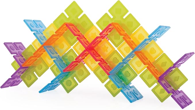 Guidecraft Interlox Squares - 96 Piece Set Interlocking Construction Toy, Creative Building - Educational STEM Construction Toy for Kids - Image 4