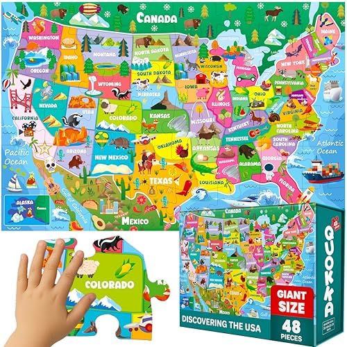 Giant Floor Puzzles for Kids Ages 4-6 - 2x3 Feet Extra-Thick 48 Pieces by QUOKKA