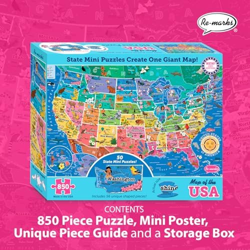 America’s 50 State Jigsaw Puzzle, Educational USA Map with Unique State Shaped Pieces, 850 Pieces, Fun & Interactive Learning for All Ages, Made in the USA - Image 3