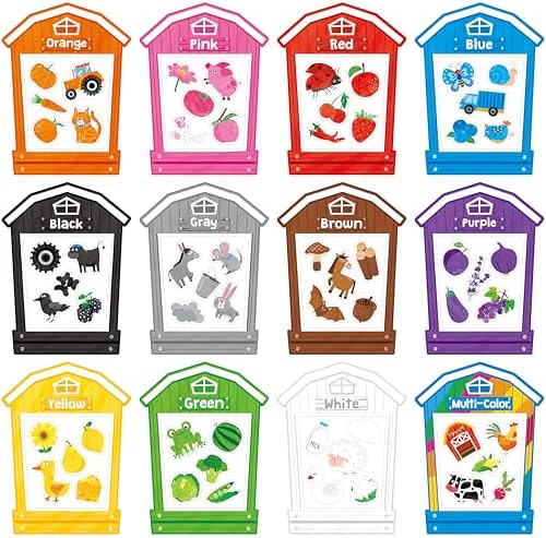 12 Pieces Magnetic Color Sorting Toys, 60 Color Magnets Educational Refrigerator Whiteboard for Baby Toddlers Kids Magnets by SpriteGru
