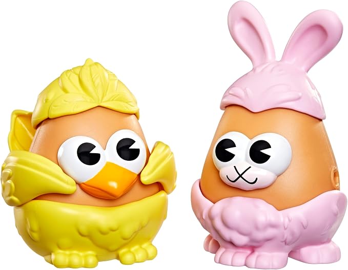 Potato Head Bunny & Chick Tots with 12 Mix and Match Pieces, Two 3-Inch Potato Bodies with 10 Accessories, Preschool Toys for Girls and Boys 2+ – Easter Basket Stuffers by PotatoHead