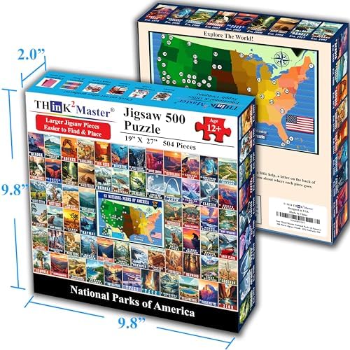 Think2Master Colorful Vintage USA National Parks 500 Pieces Very Large Pieces Jigsaw Puzzle for 13+, Adults & seiors. Great Gift for People Interested in Traveling. Size: 26.8” X 18.9” - Image 5