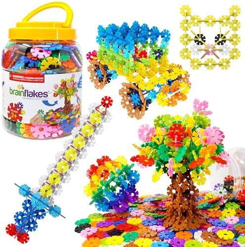 Brain Flakes 500 Piece Set, Ages 3+, Interlocking Plastic Disc Toy for Creative Building, Educational STEM Learning, Construction Block Play for Kids, Teens, Adults, Boys, and Girls by BrainFlakes