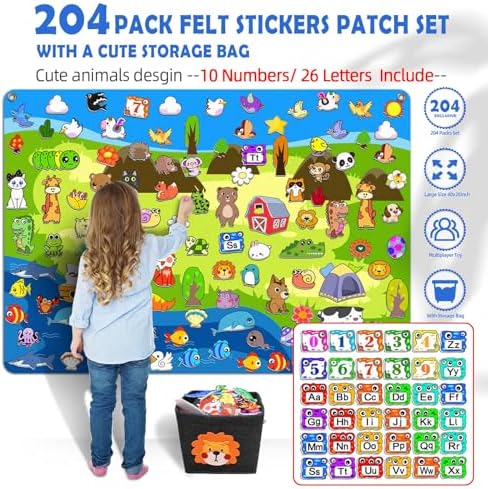 SKOLESK 204Pcs Animals Felt Busy Board Story Set with Storage Bag Preschool Large Wall Storyboard Forest Themed Early Learning Interactive Play Kit Wall Hanging Gift for Toddlers Kids 40 X 28 Inch - Image 3