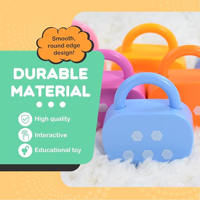 GEERAY Cause and Effect Toys for Toddlers 3+, Montessori Lock & Key Set with 5 Apple-Shaped Locks, Keys & 10 Cards – Learn Numbers, Colors & Motor Skills STEM Toy Gift for Home & Classroom - Image 5