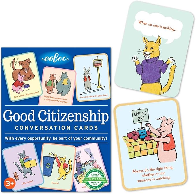 eeBoo: Good Citizenship Conversation Flash Cards, Encourages and Teaches Children How to Be Part of Their Community, Whether Family, School, or Planet, for Ages 3 and up - Image 3