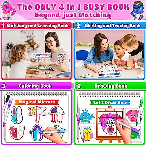 Curious 2 Learn Montessori Busy Book for Toddlers Ages 3–5 — PRE-Installed Velcro, 28 Activities, 165+ Pieces, Travel Bag & 8 Markers — Screen-Free Preschool Learning Toy, Boys & Girls - Image 5