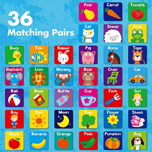 Hebayy Memory Matching Game, 72 PCS First Words Matching Cards for Toddlers 36 Pairs Memory Cards Educational Toys for Preschool 4 5 6 Years Old - Image 2