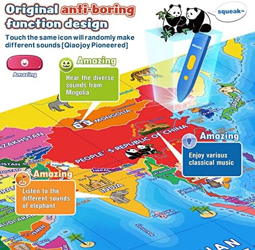 Qiaojoy Bilingual Interactive World Map for Kids Learning Educational Toy - Image 4