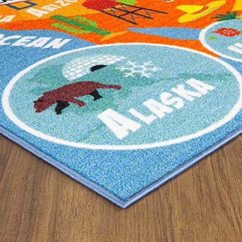KC Cubs 5x7 USA United States Map Toy Car Road Rug – Educational Play Mat Carpet for Kids, Toddlers, Nursery, Classroom, Playroom, Baby Daycare - Image 5