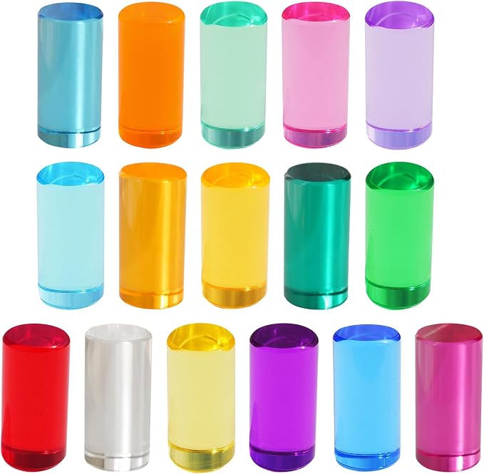 Rainbow Acrylic Blocks, 16 Stackable Cylinders for Kids Ages 3+ by Unknown
