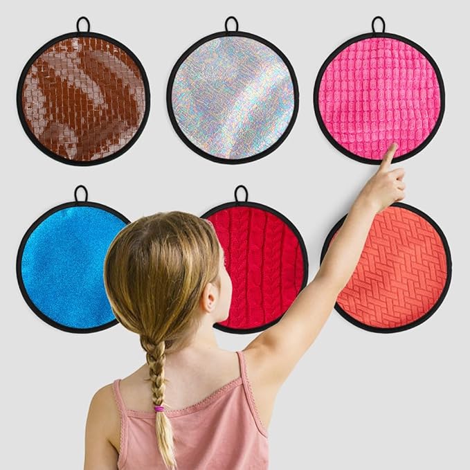 16 Set Round Sensory Mini Mats Textured Sensory Tiles - Sensory Toys for Autistic Children, Babies and Toddlers with Sensory Issues - Tactile Sensory Walls Sensory Mats for Fidgeting Activity