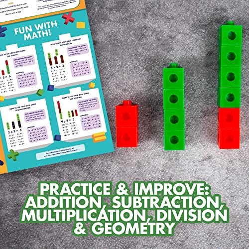 The Young Scientists Club Dinosaur STEM Cubes, Build, Learn & Create with 100+ Math Cubes Manipulatives, 2-in-1 Educational Games, Math Cubes for Kids Ages 4-8, Awesome Learn Through Play Toys Multi - Image 5