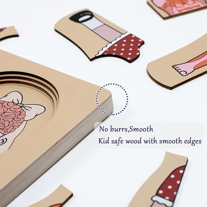 My Body Parts Puzzle for Toddlers Kids African Girl Montessori Wooden Anatomy Puzzle 3-6 Years Old Preschool Learning Game Human Body Cognitive Toys - Image 5