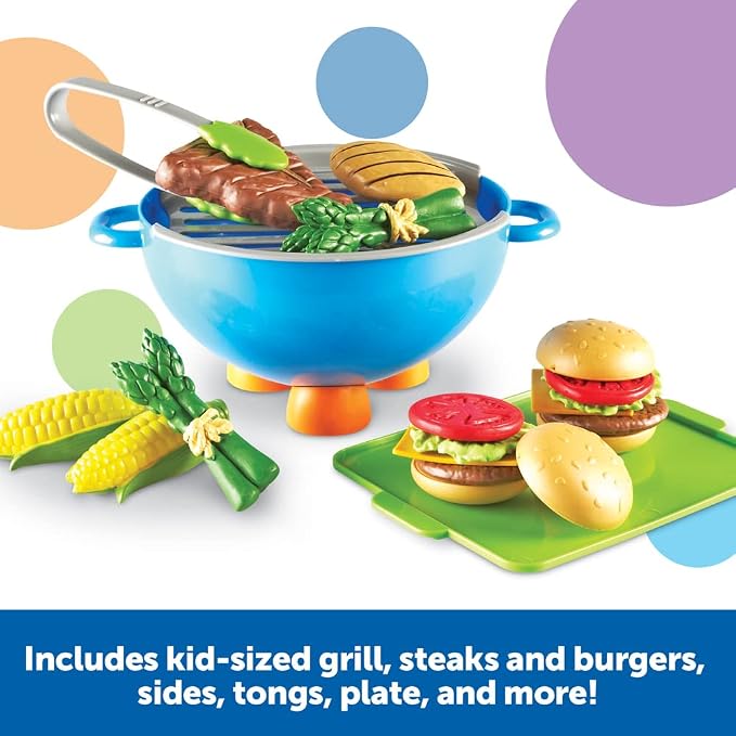 Learning Resources New Sprouts Grill It! Barbecue Set - Play Food for Kids, Kitchen Toys Accessories, Imaginative Play, Fine Motor Skills, Interactive Toddler Activities, Gifts for Boys and Girls - Image 3