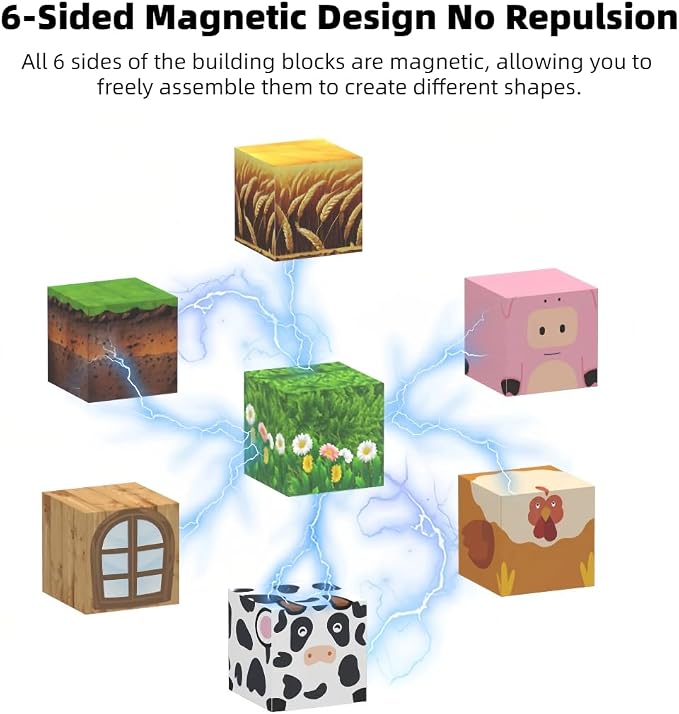 138 Pcs Magnetic Building Blocks, Enhance STEM Learning, Creative Play & Logical Thinking, Durable & Vibrant Color with Light Up Blocks, Ideal for Classroom & Screen-Free Entertainment (Forest Farm) - Image 3