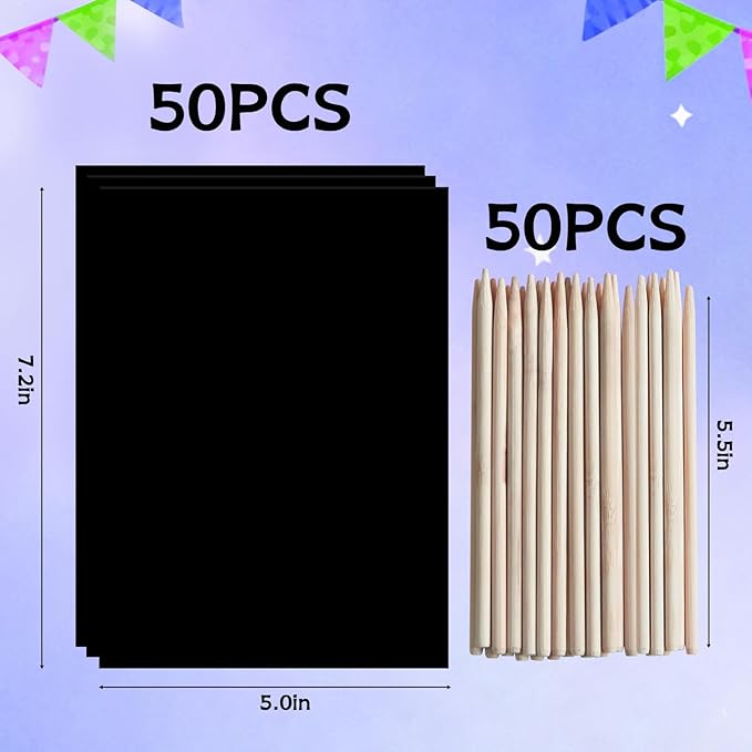 ZMLM Scratch Art Crafts Boys Gifts, 100pcs Rainbow Scratch Paper Art for 3 4 5 6 7 8 9 Years Old Girls and Boys Kids, Arts and Crafts for Kids 4-6 Christmas Gifts Toys and Party Favors (Blue)