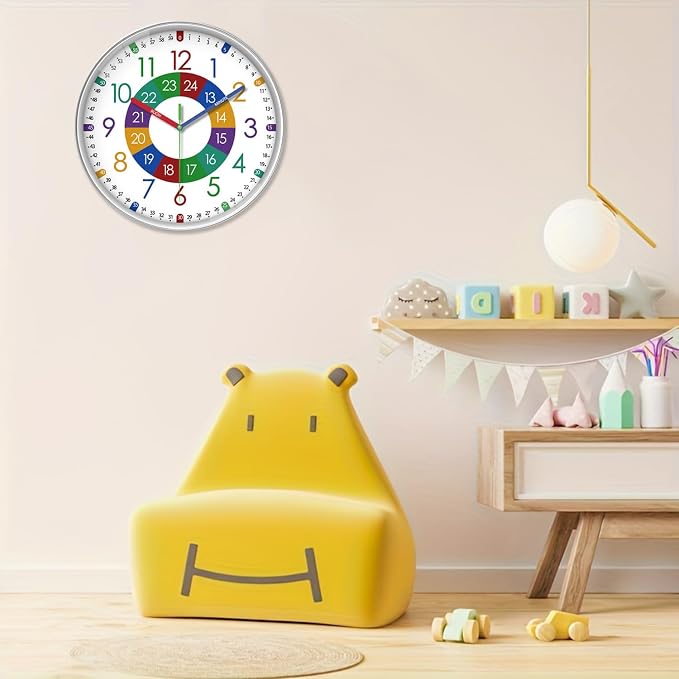 XFM Large Wall Clock for Kids 16 Inch Colorful Teaching Time - Image 2
